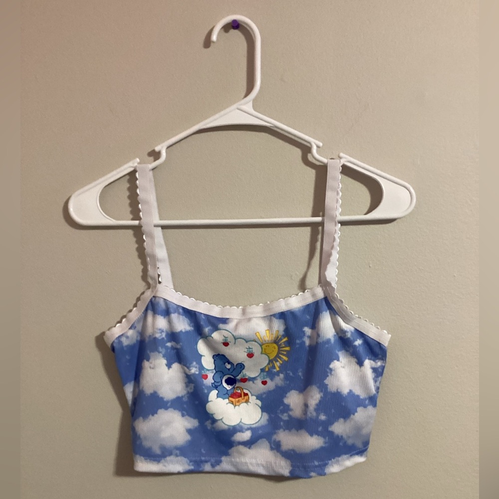 -blue and white CARE BEARS crop top
-size Large